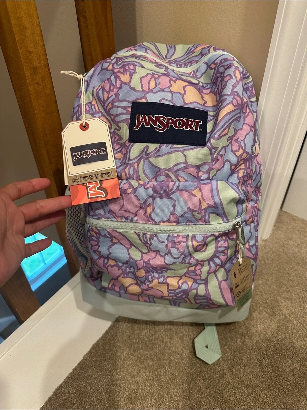 Jansport Pastel Floral Backpack - Lavender, Pink, Mint